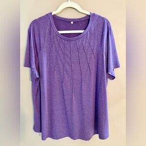 Women's Size 3X Purple Short Sleeve Pleated Women's Top, NWOT